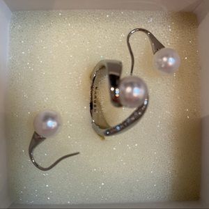 SKAGEN Denmark Set Ring & Earrings Silver Pearl
